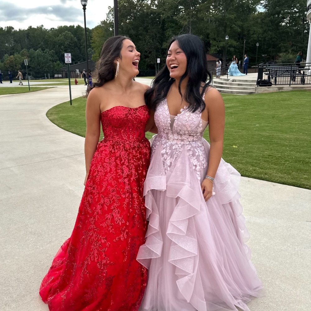 Sheri hill red strapless prom dress